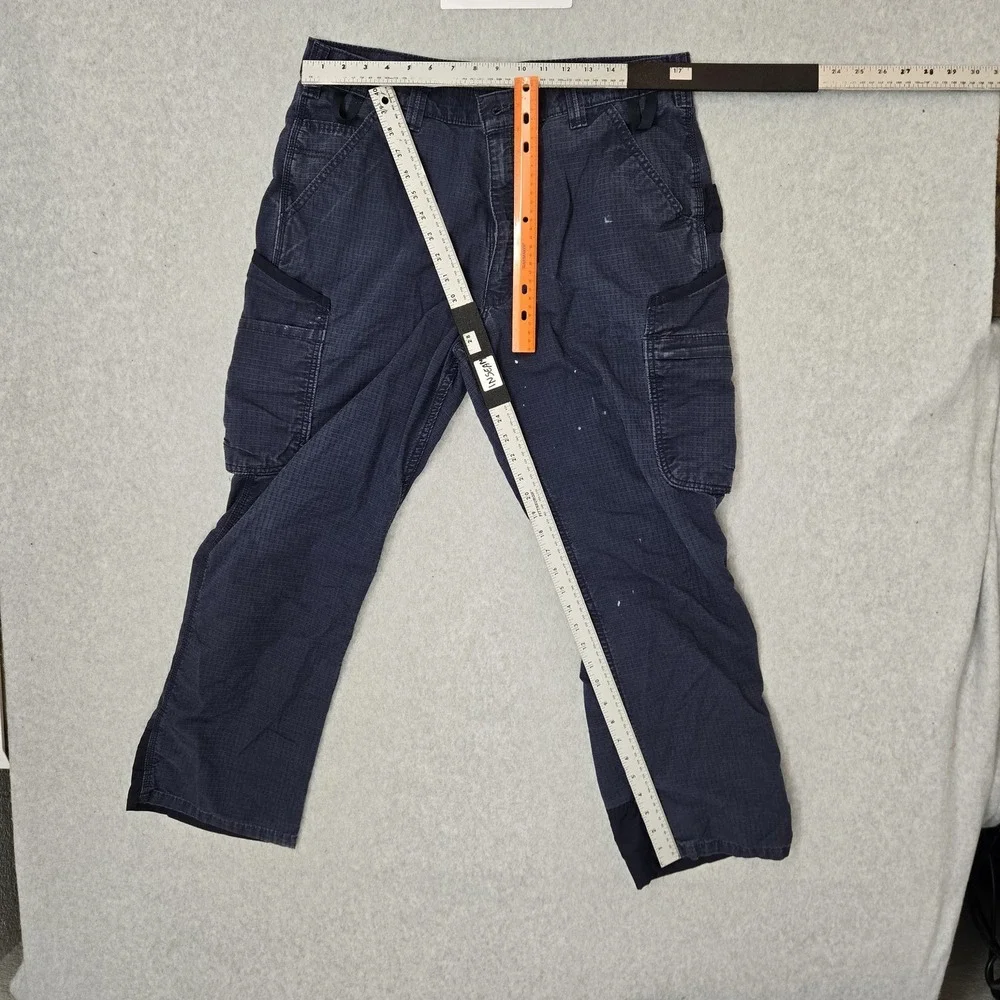 Carhartt Men Pants 36X30 Navy Blue Cargo Broxton Work Pants Loose Fit Y2K READ